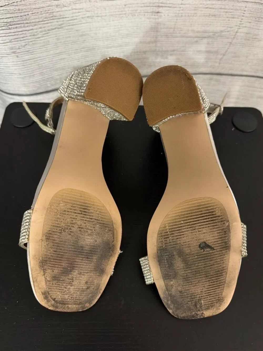 Steve Madden Rhinestone Block Heel Sandals Size 8